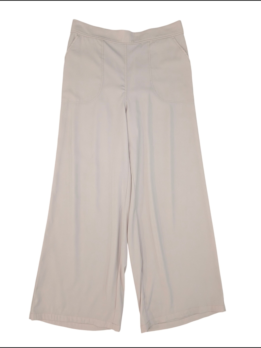 Max Studio Women's XL Wide-Leg Pull-On Trouser Pants Pockets Light Beige Almond